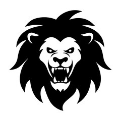 Lion heads Silhouette in tribal tattoo style vector illustration