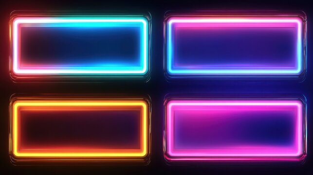 Four Rectangular Neon Frames