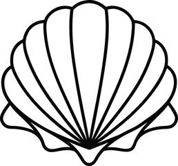 Black and White Outline Drawing of Two Seashells for Coloring