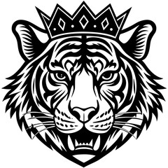 A majestic tiger emerging from a lush, vibrant rainforest, surrounded by tropical plants and orange flowers, showcasing its striking fur and intense gaze.