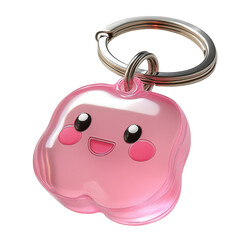 A cute acrylic keychain with a cartoon character design isolated on white background.PNG