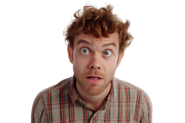 A person showing a confused expression isolated on a white background