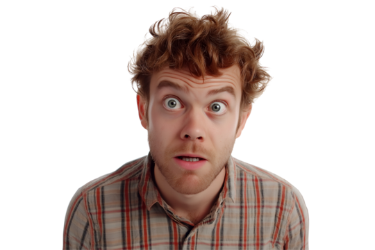 A person showing a confused expression isolated on a white background