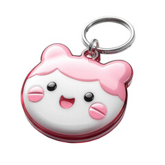 A cute acrylic keychain with a cartoon character design isolated on white background.PNG