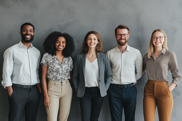 Diverse Business Team Portrait Smiling Colleagues, Professional Attire