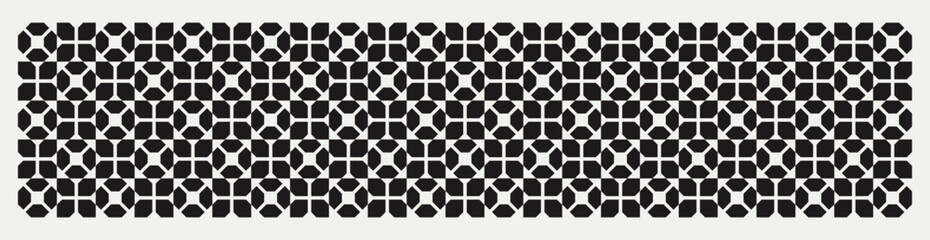 Mid century modern geometric floral background in black and white. Graphical illustration for a unique textiles and home d&eacute;cor.