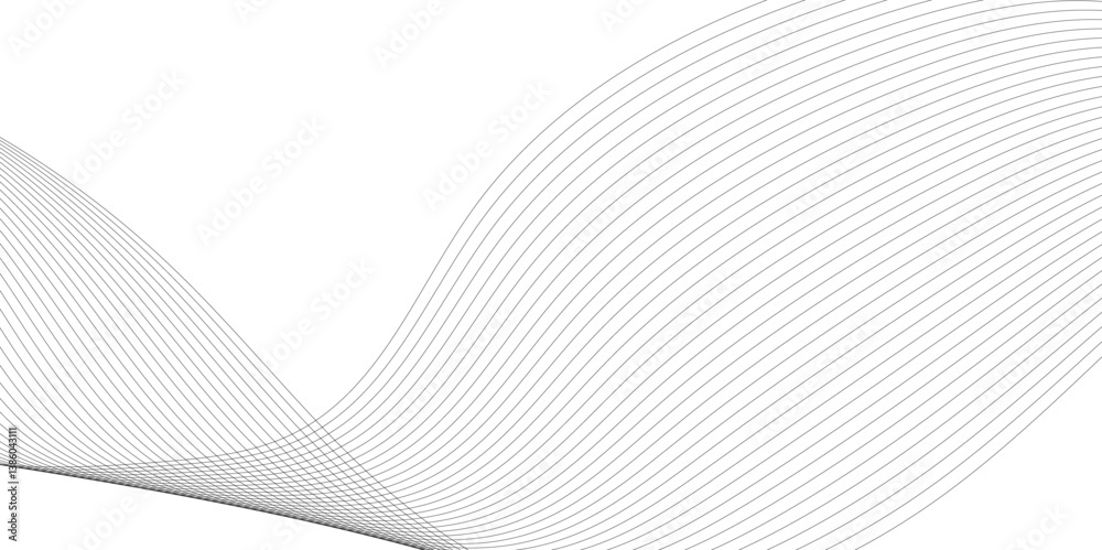 Wall mural abstract wavy grey blend liens technology abstract lines on white background. digital frequency trac