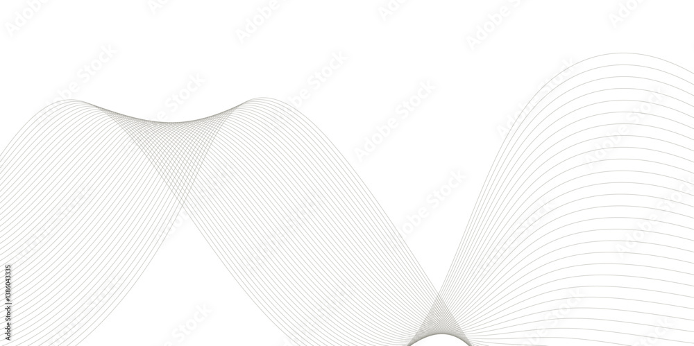 Wall mural abstract wavy grey blend liens technology abstract lines on white background. digital frequency trac
