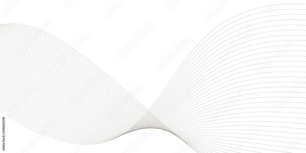 Wall mural abstract wavy grey blend liens technology abstract lines on white background. digital frequency trac