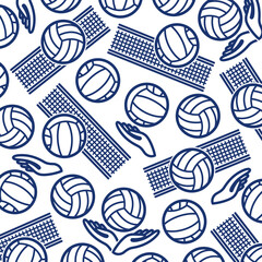 Volleyball background, pattern set. Collection icons volleyball. Vector