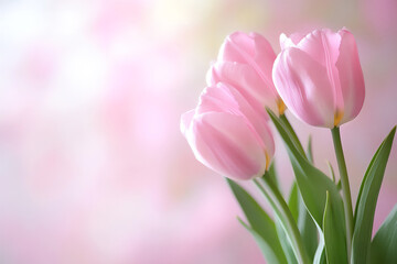 Fototapeta premium delicate pink tulip square frame,