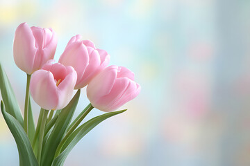 Fototapeta premium delicate pink tulip square frame,