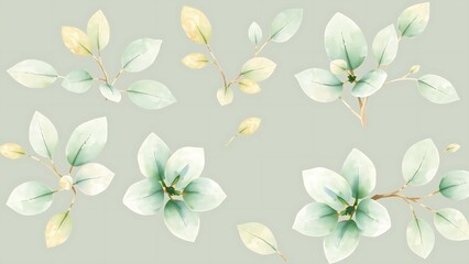 Obraz premium Eucalyptus Leaves Illustration