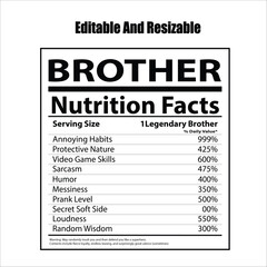 Brother Nutrition Facts, Nutrition Facts, family facts, Vector