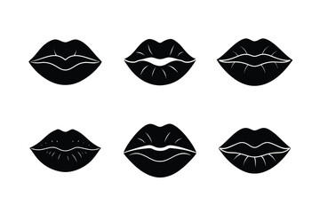 kiss lips icon vector art silhouette