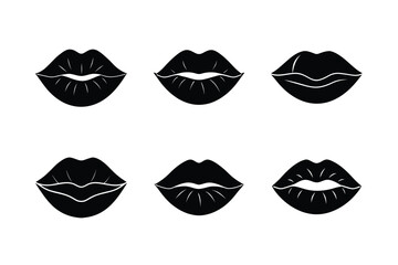 kiss lips icon vector art silhouette