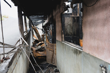 火事　廃墟　火災現場