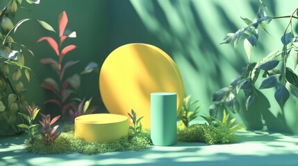 Obraz premium Nature themed product display podiums