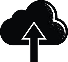 Cloud Upload Data Silhouette Black Vector &ndash; High-Quality Graphic Download