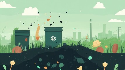 Obraz premium Recycling Process in a Green Urban Environment