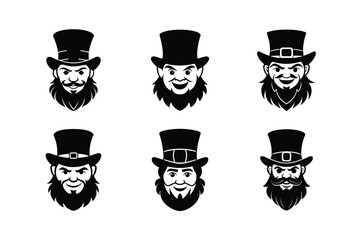 leprechaun face red beard vector art silhouette