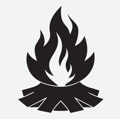 campfire silhouette vector art illustration, vector fire flames