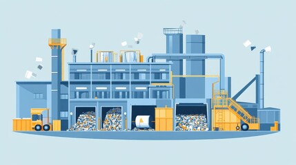 Modern Recycling Facility with Industrial Equipment