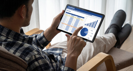 Spreadsheet document information financial startup concept. data and graphs in spreadsheet documents for online analysis project dashboard accounting digital snugly