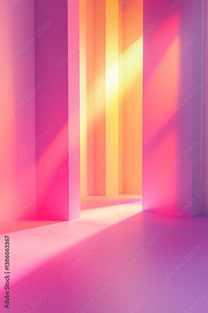 Poster vibrant shadows cast by the sun through abstract modern architecture