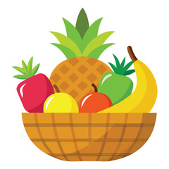 Fresh fruit basket featuring vector art illustration