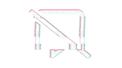 Naklejka premium Icon comment slash is distorted. Glitch. Noise, chromatic aberration, geometric distortion