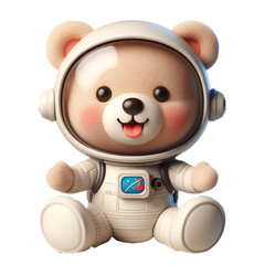 Cute happy 3d teddy bear astronaut isolated on white background © adobe