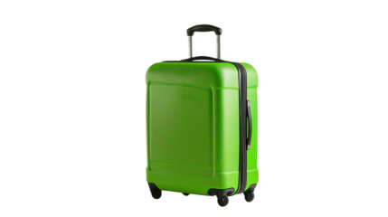 travel suitcase , green luggage isolated on white background , transparent png 