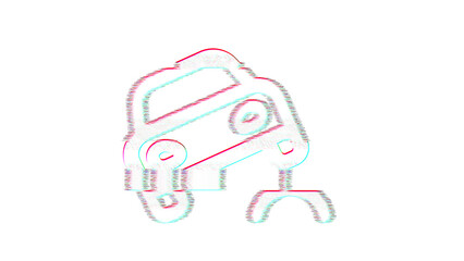 Icon car bump is distorted. Glitch. Noise, chromatic aberration, geometric distortion