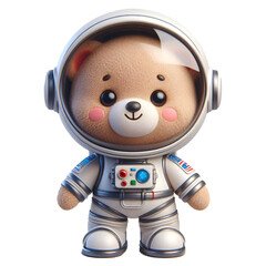 Cute happy 3d teddy bear astronaut isolated on white background © adobe
