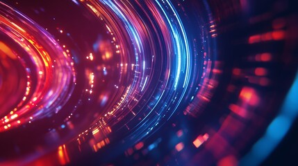 Obraz premium Futuristic Abstract Background With Flowing Neon Streaks and Vibrant Colors Highlighting Digital Innovation and Dynamic Technology in a Modern Artistic Style