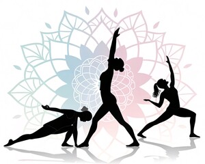 Grace in Shadow Yoga Silhouettes on White