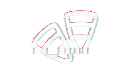 Icon candy corn is distorted. Glitch. Noise, chromatic aberration, geometric distortion