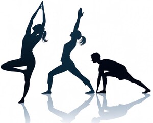 Grace in Shadow Yoga Silhouettes on White
