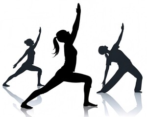 Grace in Shadow Yoga Silhouettes on White