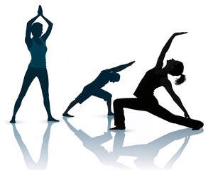 Grace in Shadow Yoga Silhouettes on White
