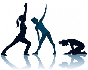 Grace in Shadow Yoga Silhouettes on White