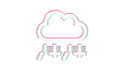 Icon cloud sleet is distorted. Glitch. Noise, chromatic aberration, geometric distortion
