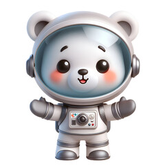 Cute happy 3d teddy bear astronaut isolated on white background © adobe