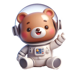 Cute happy 3d teddy bear astronaut isolated on white background © adobe