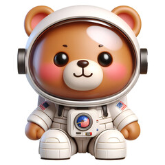 Cute happy 3d teddy bear astronaut isolated on white background © adobe