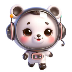 Cute happy 3d teddy bear astronaut isolated on white background © adobe