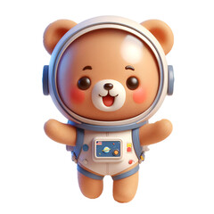 Cute happy 3d teddy bear astronaut isolated on white background © adobe