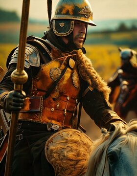 Husaria, polish hussar in golden armor