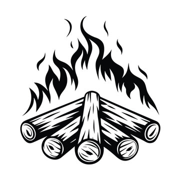 recommend clip art: Monochrome Bonfire Burning Logs and Fire Flames